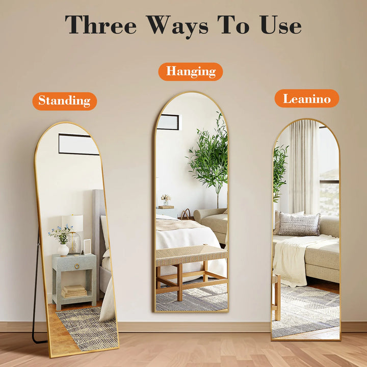 JHK Full Body Floor Mirror 59"x16" Standing Hanging or Wall-Mounted Mirrors with Stand Aluminum Alloy Frame For Living Room