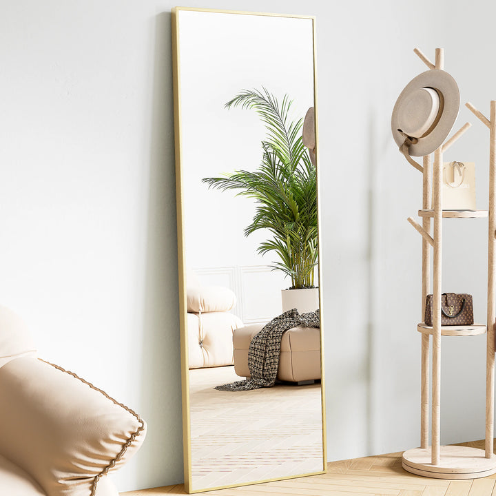 JHK 64"x21" Full Length Mirror Standing Hanging or Leaning Wall-Mounted Mirrors with Stand Aluminum Alloy Frame For Living Room