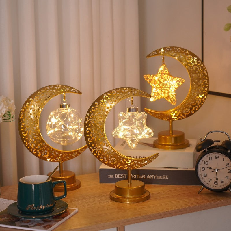 Christmas Gift Moon Lamp Ball Lamp Star Moon Lamp Muslim Festival Decorative Lamp Bedroom Desk Lamp Atmosphere Shaped Lamp