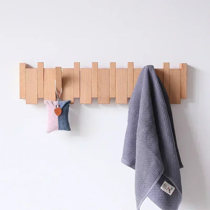 Walnut Coat Racks Wall Hanging Wall Entry Door Porch Hanging Coat Rack Perforated Solid Wood Creative Piano Keys Clothes Hook