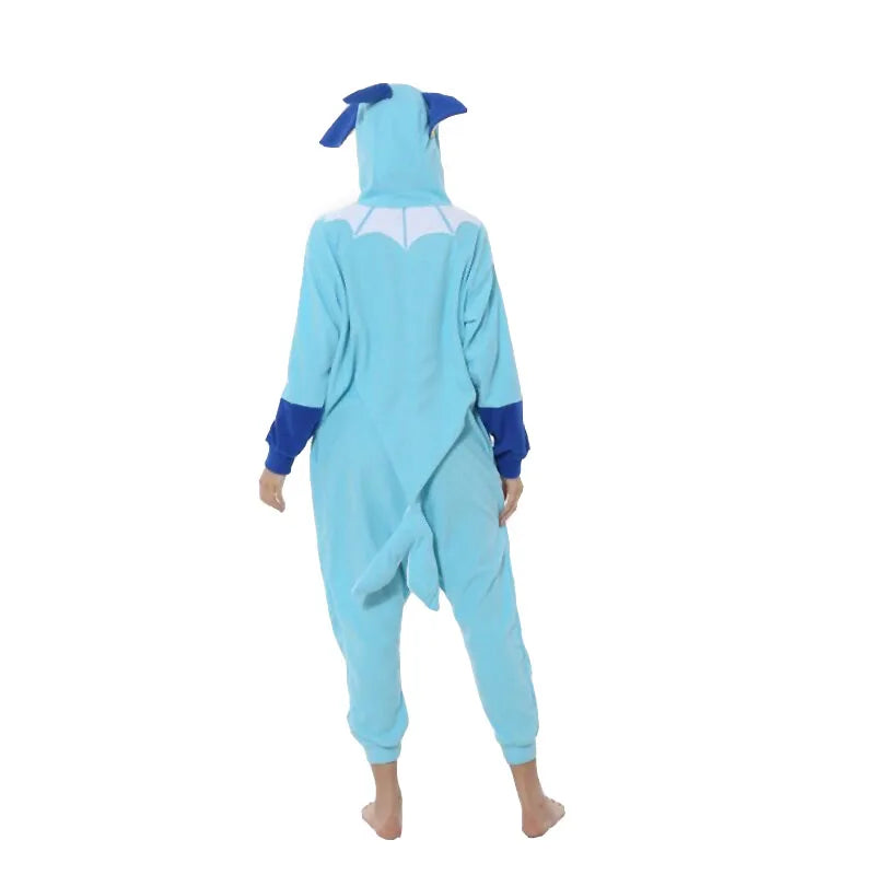 Vaporeon Onesie For Adults Pokemon Halloween Cosplay Costume Women One-Piece Kigurumi Pajamas Men Christmas Full Body Pijama