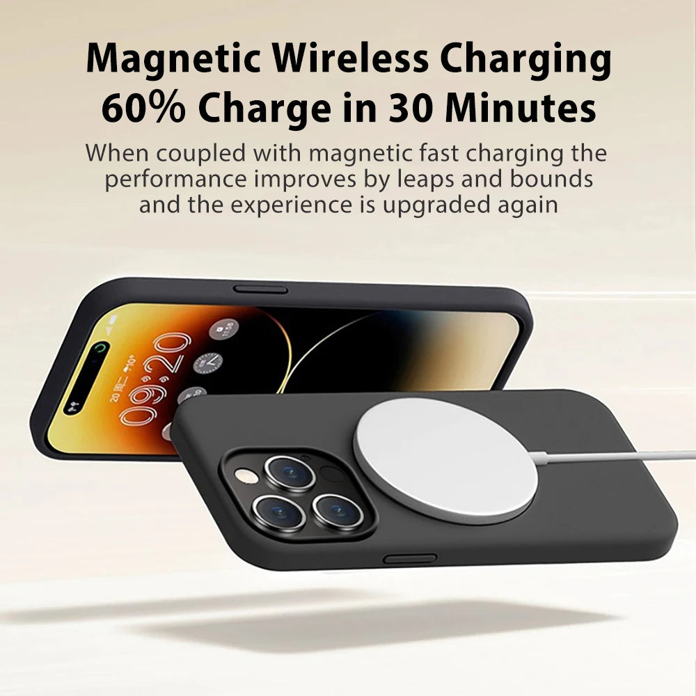 Original Liquid Silicone Magnetic Cases For APPLE iPhone 11 13 12 14 15 Pro Max 15 Plus For Magsafe Case Wireless Charging Cover