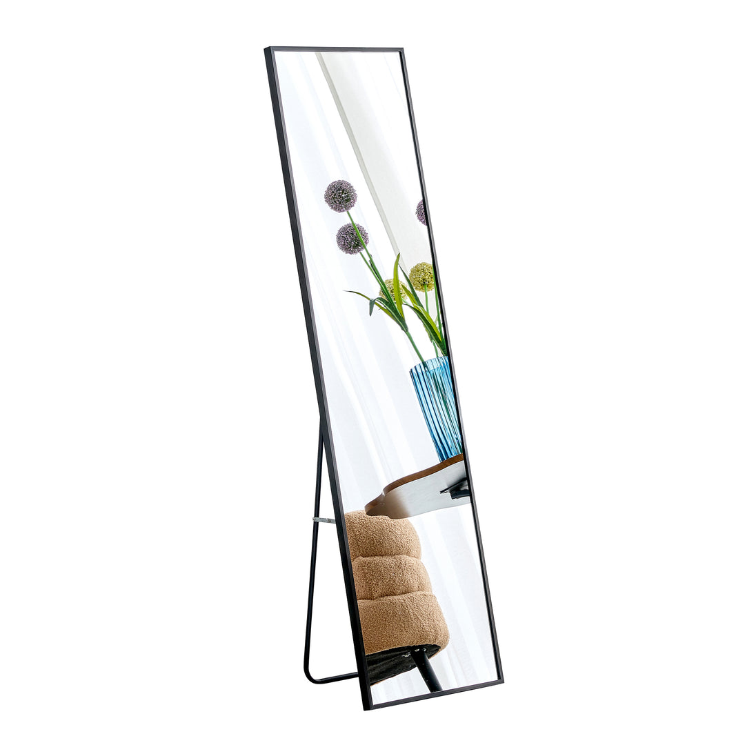 Aluminum alloy metal frame wall mounted full-length mirror black 65 * 23“