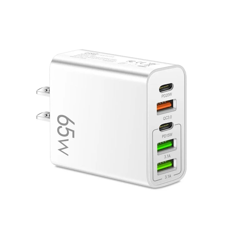 PD 20W USB Fast Charger 5Ports Total 65W USB C Charger Quick Charge 3.0Phone Adapter For iPhone15Pro Samsung Xiaomi Wall Charger