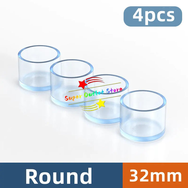 Transparent Chair Leg Caps Rubber Feet Protector Pad Furniture Table Covers Socks Plugs Cover Furniture Leveling Feet Home Decor