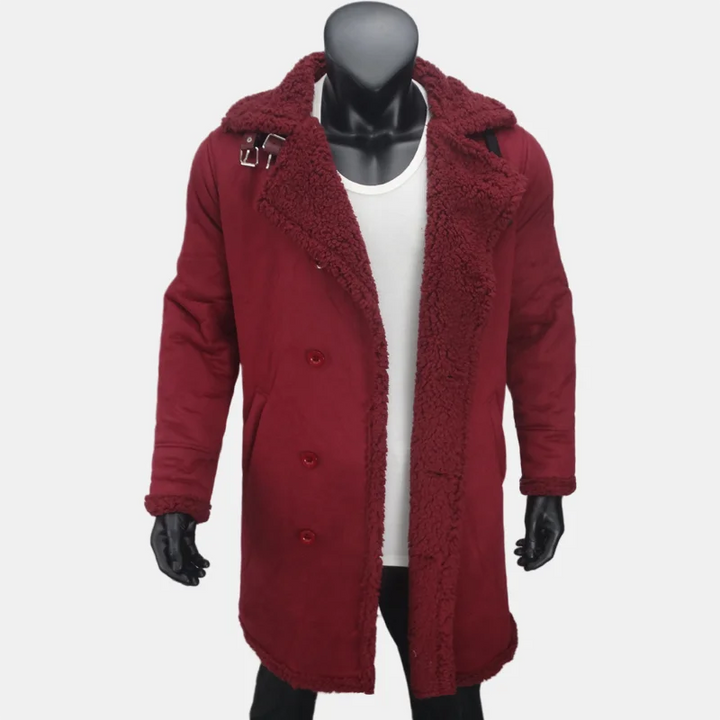 Winter Men's Long Trench Fleece Coat Suede Faux Fur Coats Men Double Breasted Clothing Male Warmth Cold Protection Jacket S-5XL