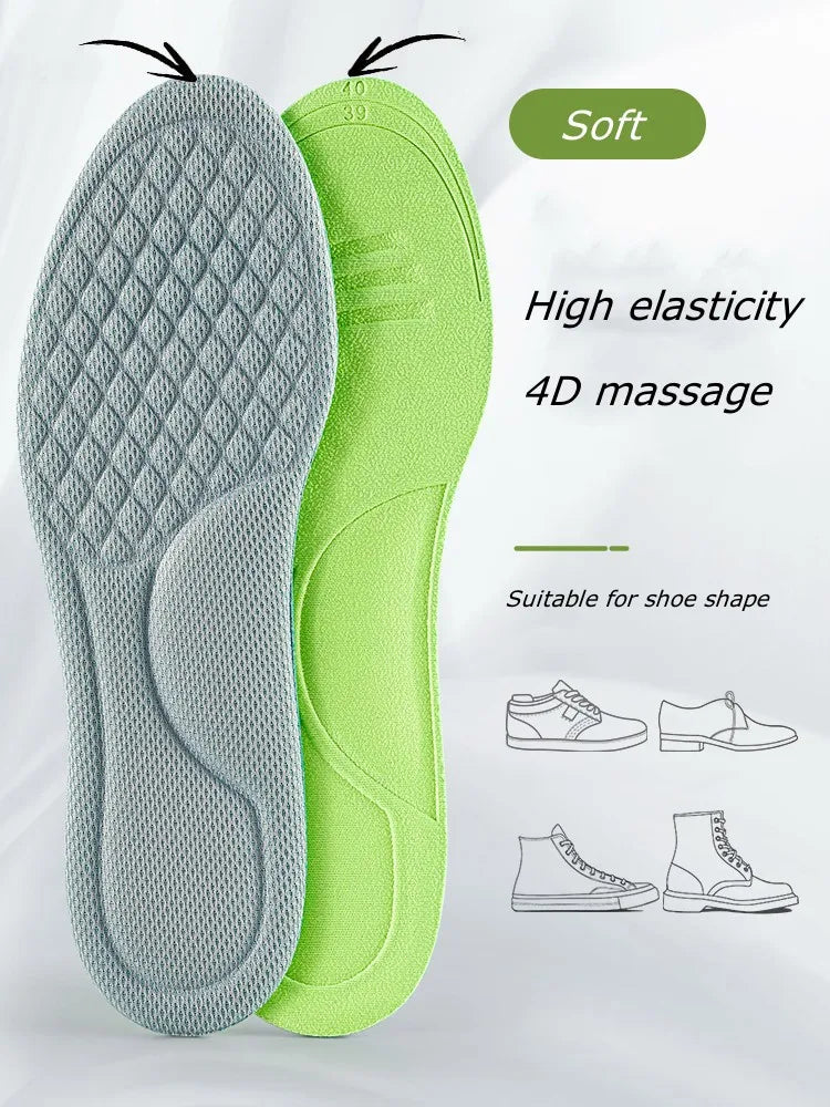 Sports Deodorant Insoles for Shoes Soft Comfortable Running Breathable Shock Absorption Insole for Feet Men Women Shoe Sole Pads