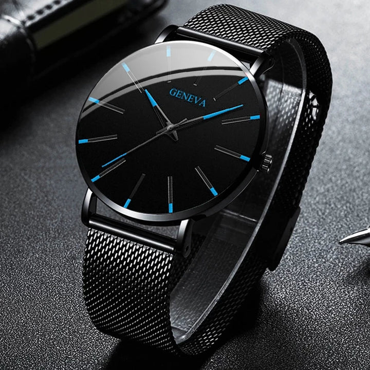 Fashion Ultra-thin Men Business Watches Steel Mesh Band Male's Quartz Watch Relogio Masculino