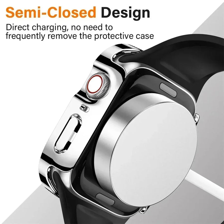 Glass+cover For Apple Watch case series 9 8 7 6 5 4 se 44mm 40m 41mm 45mm Straight Edge Screen Protector apple watch accessories