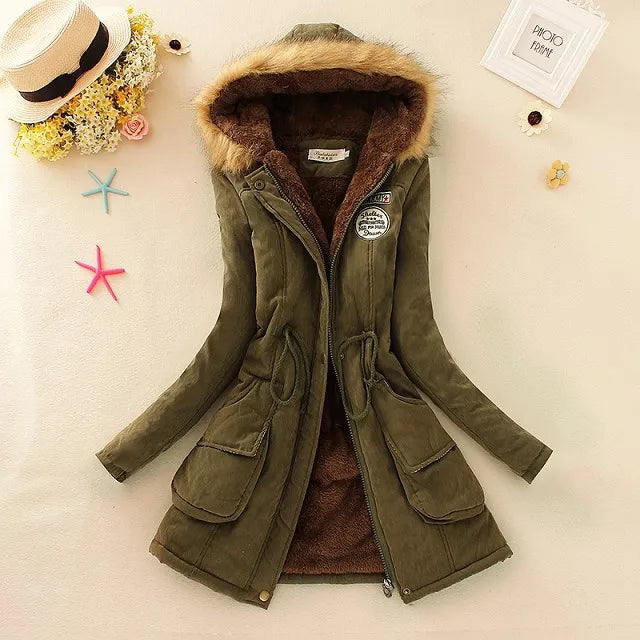 2023 New Autumn Winter Women Cotton Jacket Padded Casual Slim Coat Emboridery Hooded Parkas Wadded Warm Overcoat Fashion Parkas