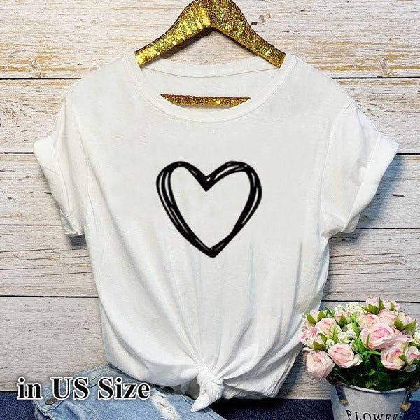 Woman’s Heart Printed Short Sleeve T-Shirt