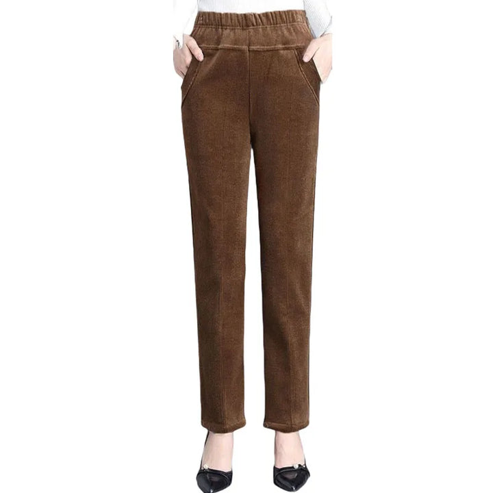 Thin & Plush Thick Casual Pants Fleece Pencil Pants Women's Corduroy Warm High Waist Pants Autumn Winter Leggings Pants Trousers