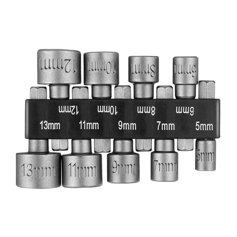 9Pcs Power Nuts Driver Drill Bit Tools Set 1/4'' Driver Hex Shank Keys Metric Socket Wrench Screw Impact Driver Bit Set for Po