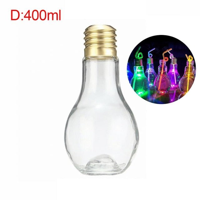 Light Bulb Fruit Juice Bottles Portable Cute Juicer Milk Water Bottle Colorful Drink-ware