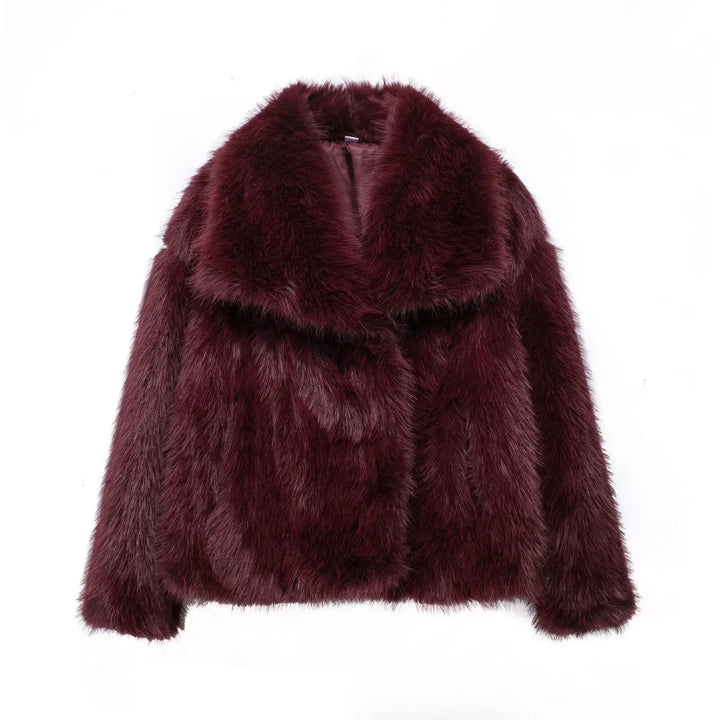 TRAF Woman’s Fashion Cropped Faux Fur Jacket