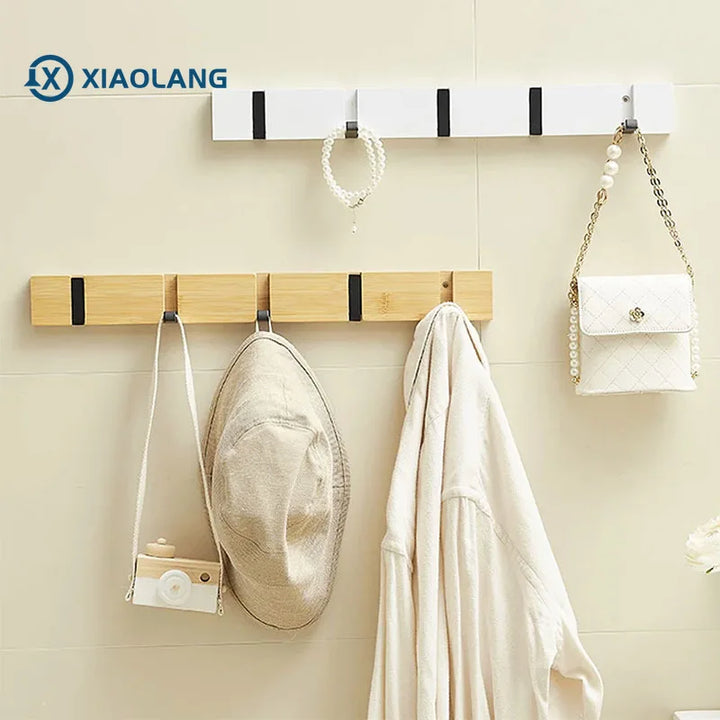 Wooden Invisible Bathroom Hook Creative Aluminum White Black Wall Mounted Door Key Storage Hanger Coat Towel Holder 3 4 5 Hooks