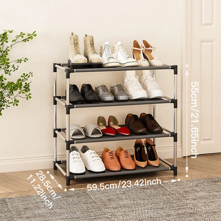 Stylish Shoe Rack Metal Simple Shoe Shelf Footwear Organizer Stand Holder Space-saving Black Shoe Shelf for Living Room