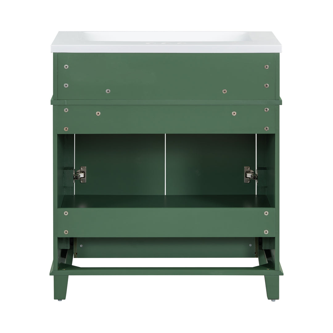 30 inch uncovered bathroom vanity with soft closed door, limited to solid wood frame bathroom storage cabinet green