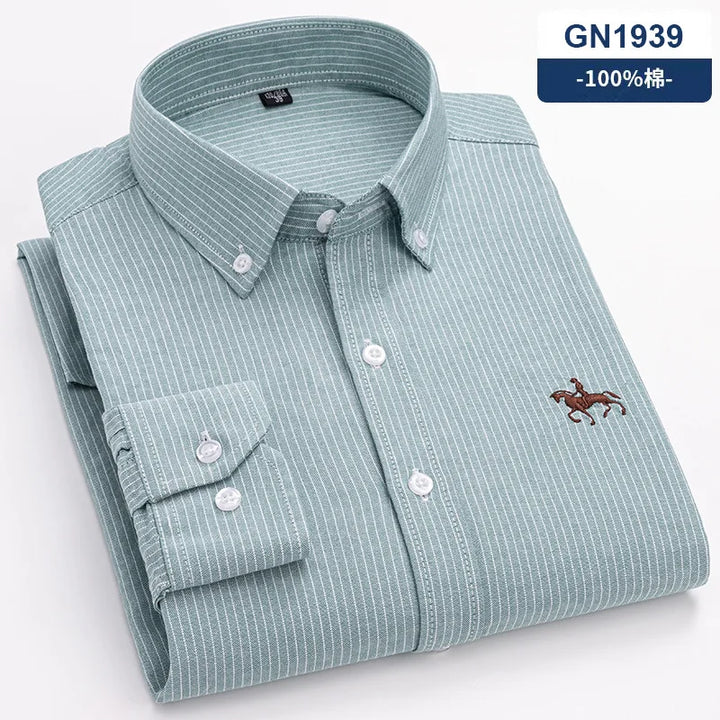 S~6XL Large Size 100% Cotton Oxford Men's Shirt Long Sleeve Soft Formal Business Office Fashion Casual Quality Men's Clothing