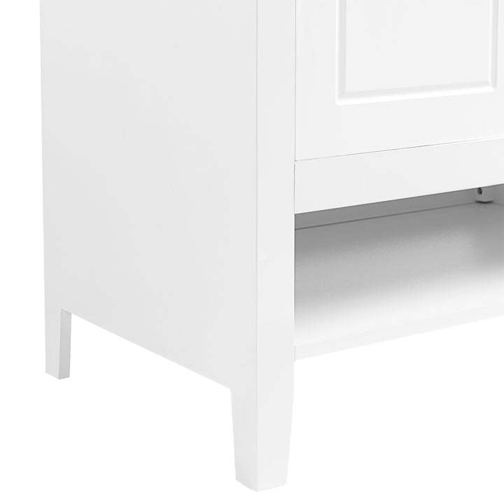 30" Bathroom Vanity with Sink  Multi-functional Bathroom Cabinet with Doors and Drawers Solid Frame and MDF Board, White