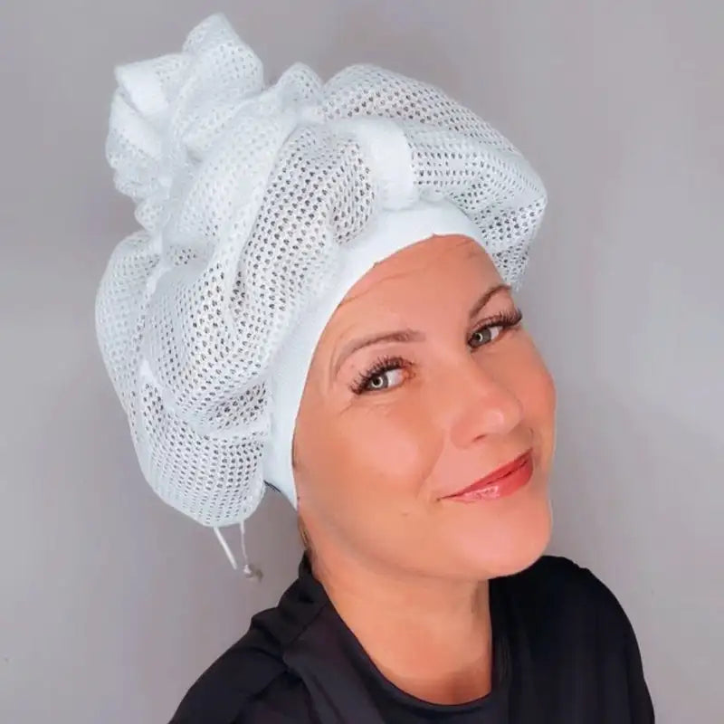 Net Plopping Cap For Drying Curly Hair Adjustable Net Plopping Bonnet Quick Drying Hair Towel Bath Hats Net Plopping Cap