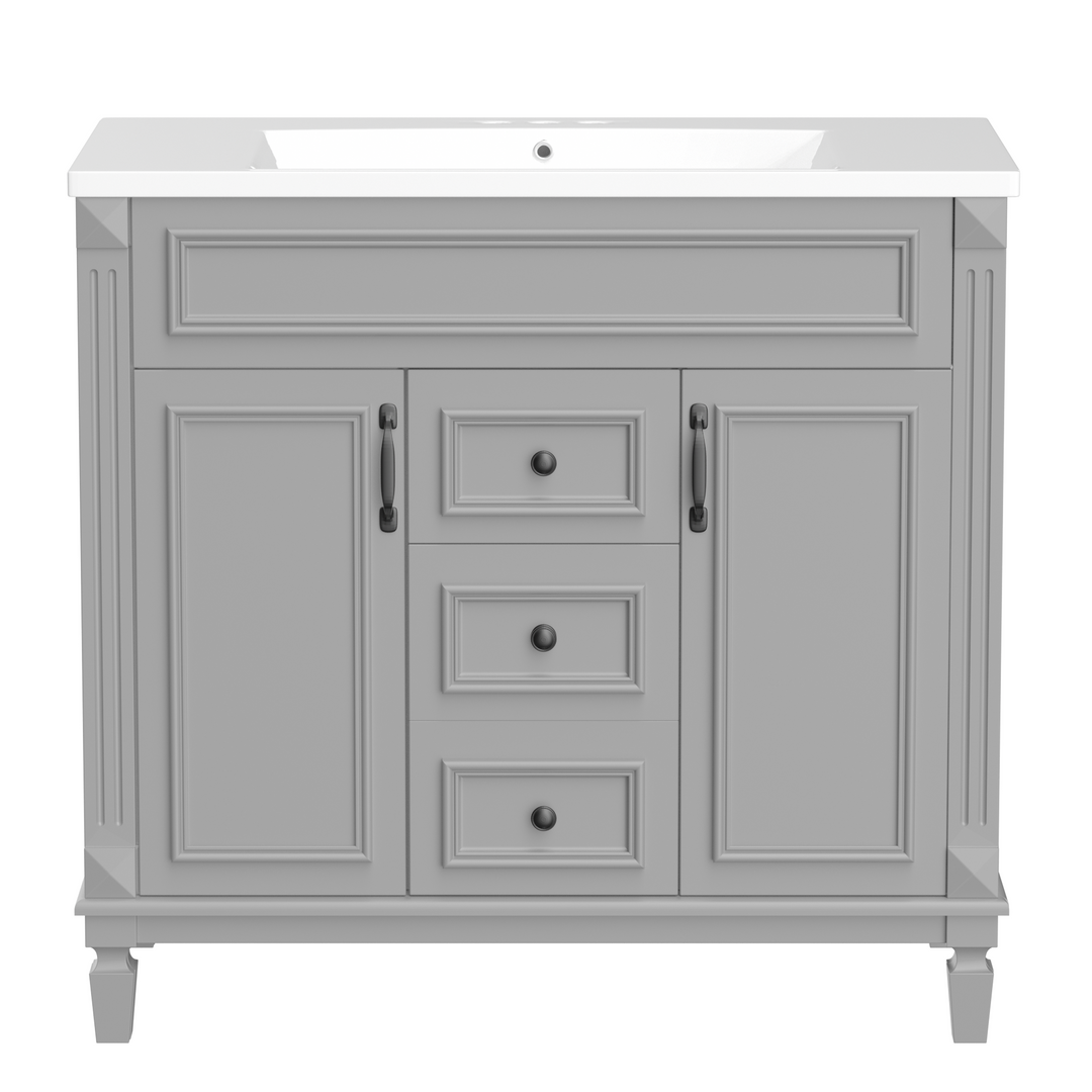 36'' Bathroom Vanity with Top Sink, Modern Bathroom Storage Cabinet with 2 Soft Closing Doors and 2 Drawers, Single Sink Bathroo