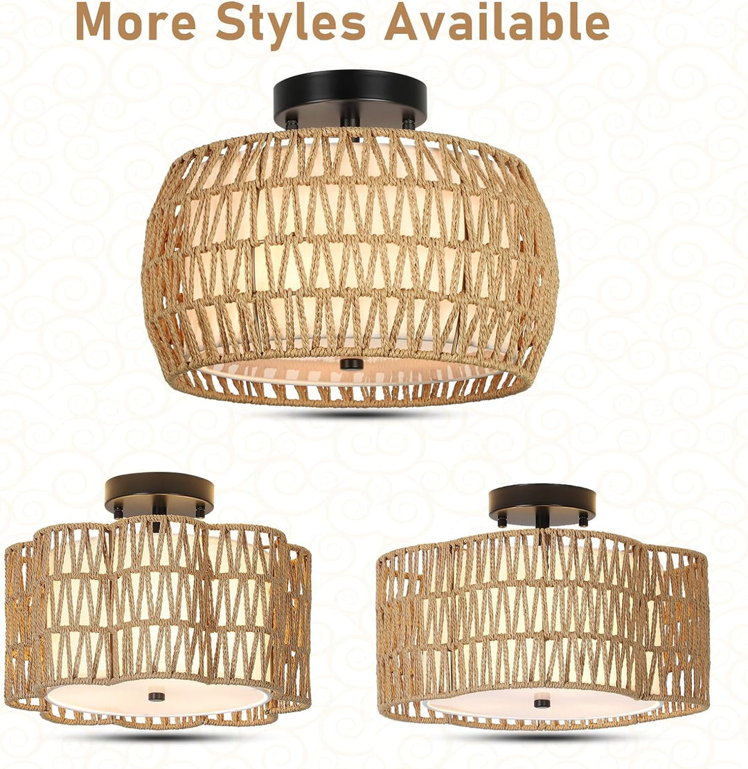 Woven Boho Shade Ceiling Light