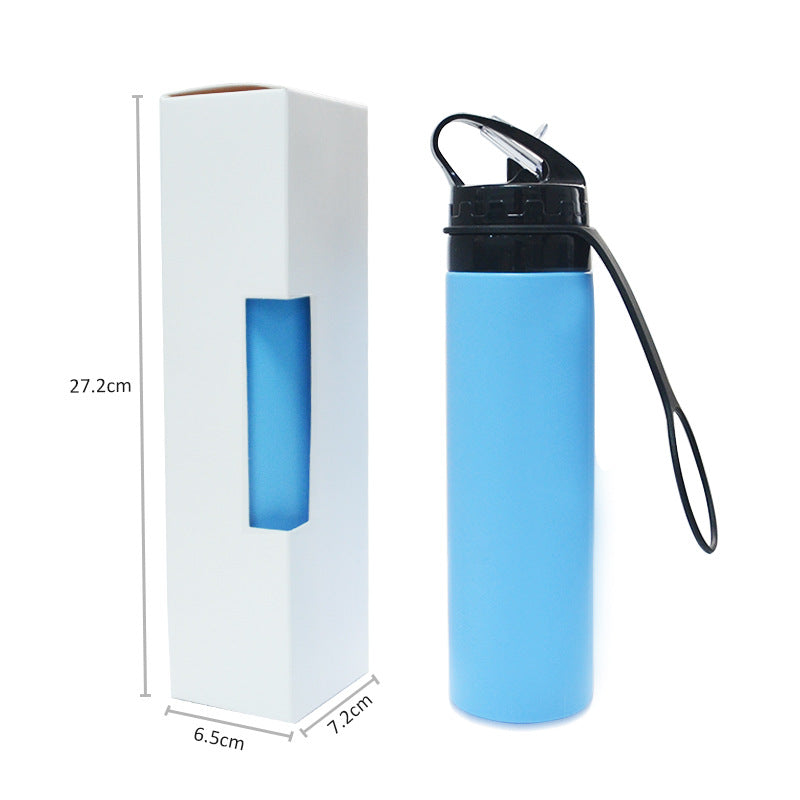 600ml Outdoor Riding Water Cup Portable Foldable Silicone Water Bag Spot Advertising Gift Sports Water Bottle