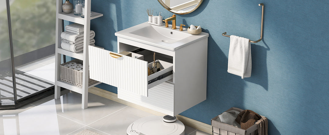 Modern 24-Inch 2 Drawer Wall Mounted Bathroom Cabinets