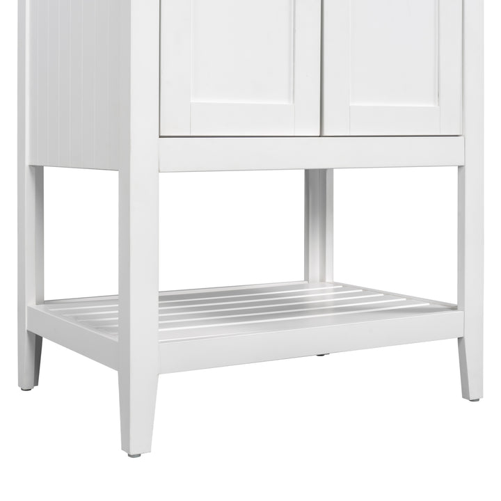 24 inch Bathroom Cabinet With Ceramic Sink & Solid Wood Frame