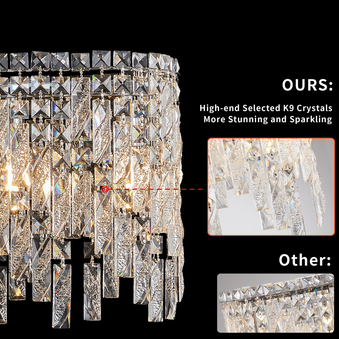 Silver Elegant Oval Crystal Chandelier