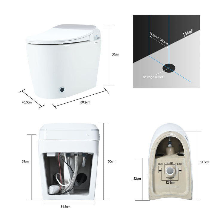 Intelligent Tankless Heated Toilet W/FootSensor