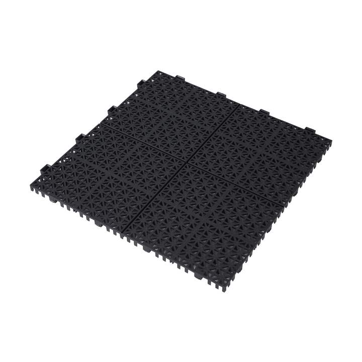 12x12 Inch Black Waterproof Interlocking Snap on Deck Tiles Rose Pattern (Packs of 12)