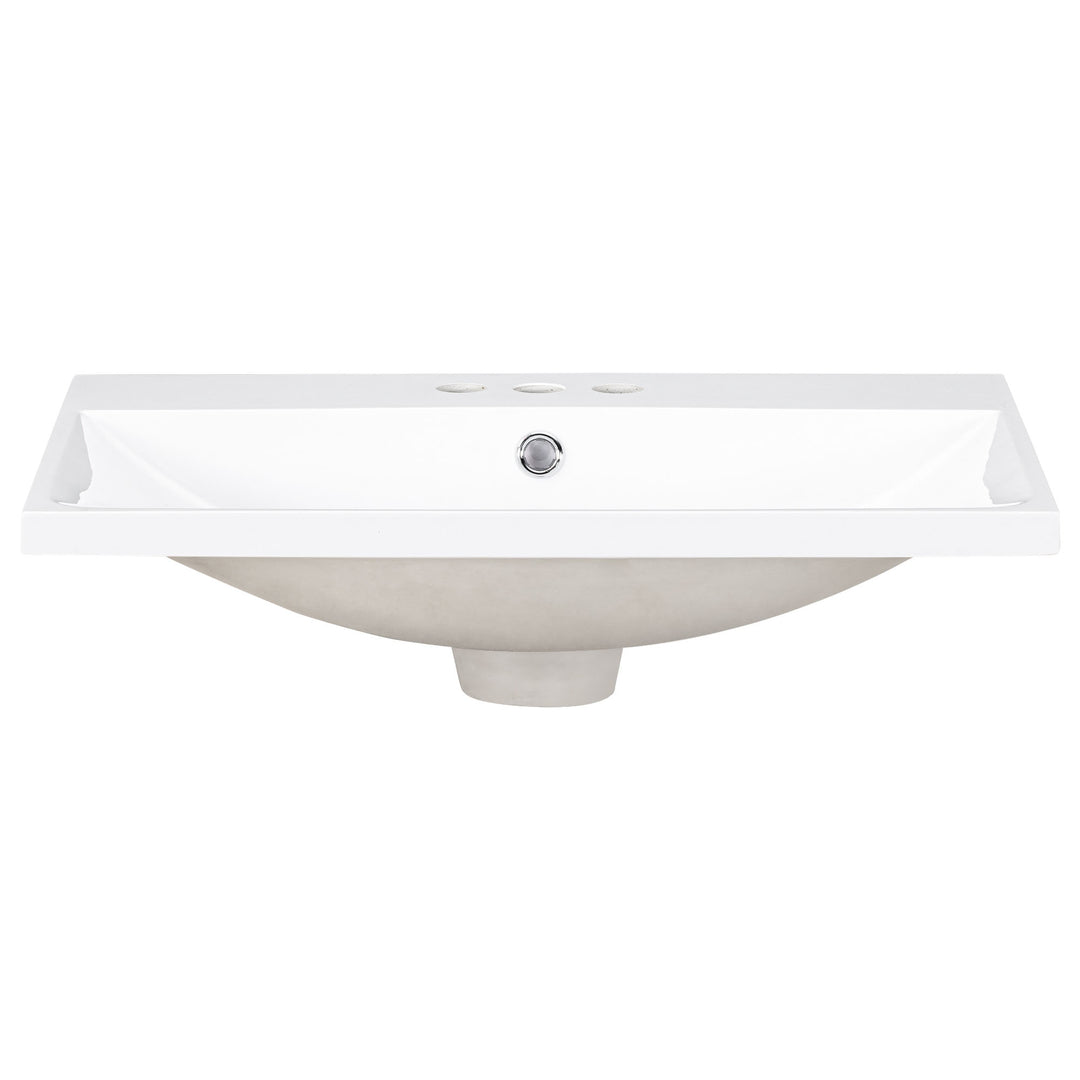 24 Inch Bathroom Vanity Ceramic White Basin Sink With 3 4in Faucet Holes