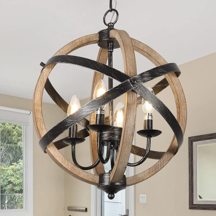 Adjustable Wooden Sphere Chandelier