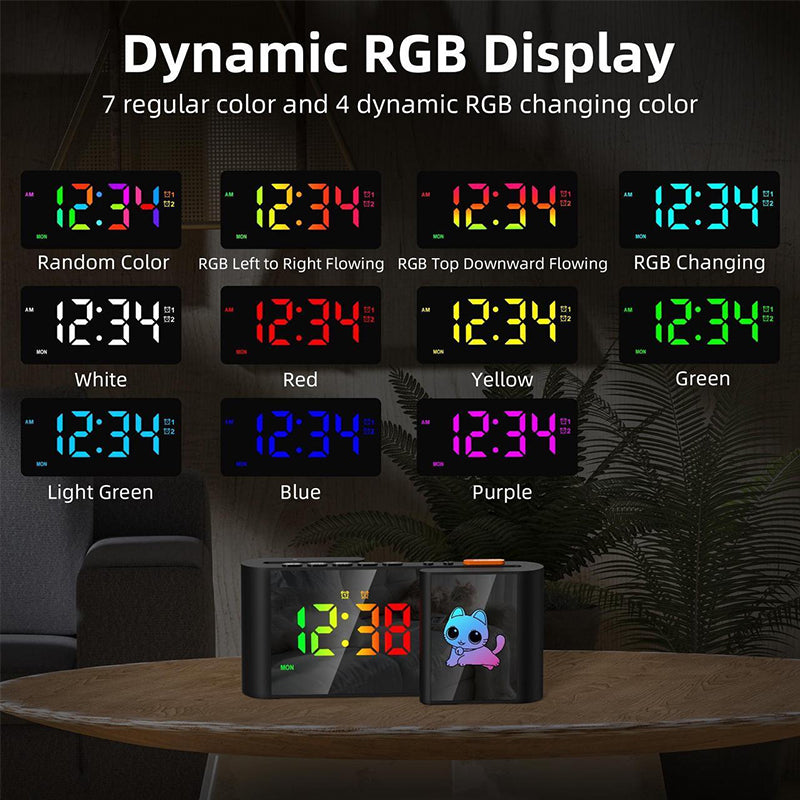 S-shaped Dual-Screen RGB Alarm Clock