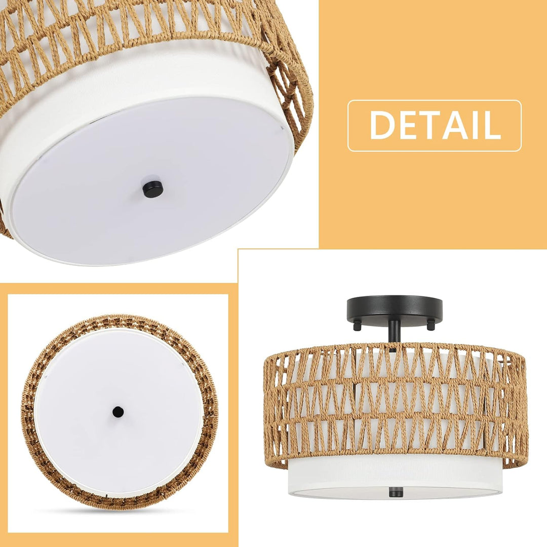 3-Shade Woven Ceiling Light