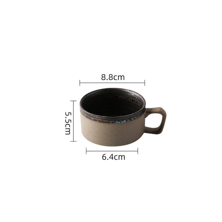 Coarse pottery coffee cup and plate set creative handmade retro coffee cup artistic cup plate milk cup