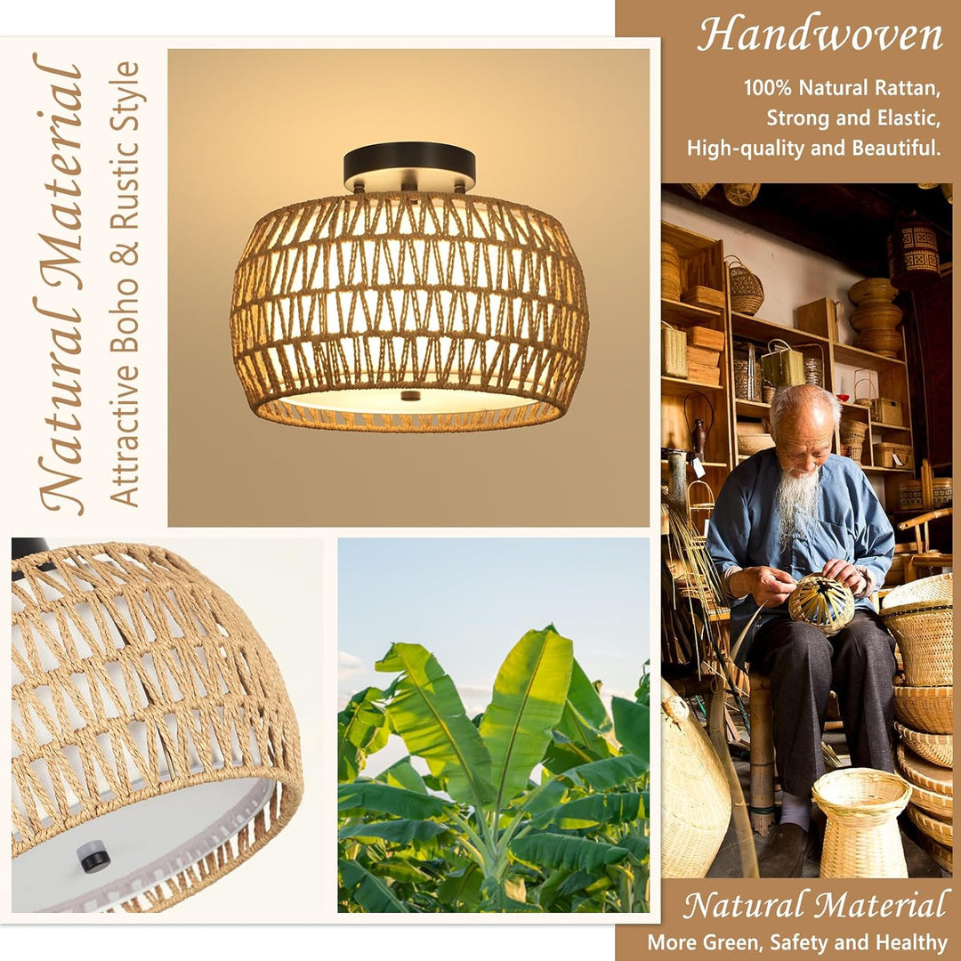 Woven Boho Shade Ceiling Light