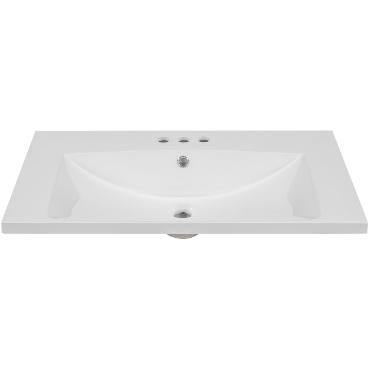 30" Single Bathroom Vanity Top with White Basin  3-Faucet Holes  Ceramic White