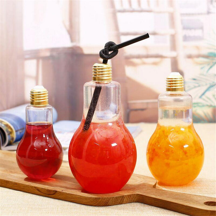 Light Bulb Fruit Juice Bottles Portable Cute Juicer Milk Water Bottle Colorful Drink-ware