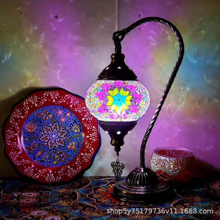 Exotic Moroccan retro mosaic study bedside Little Swan Cafe dressing table coffee table decorative lamp