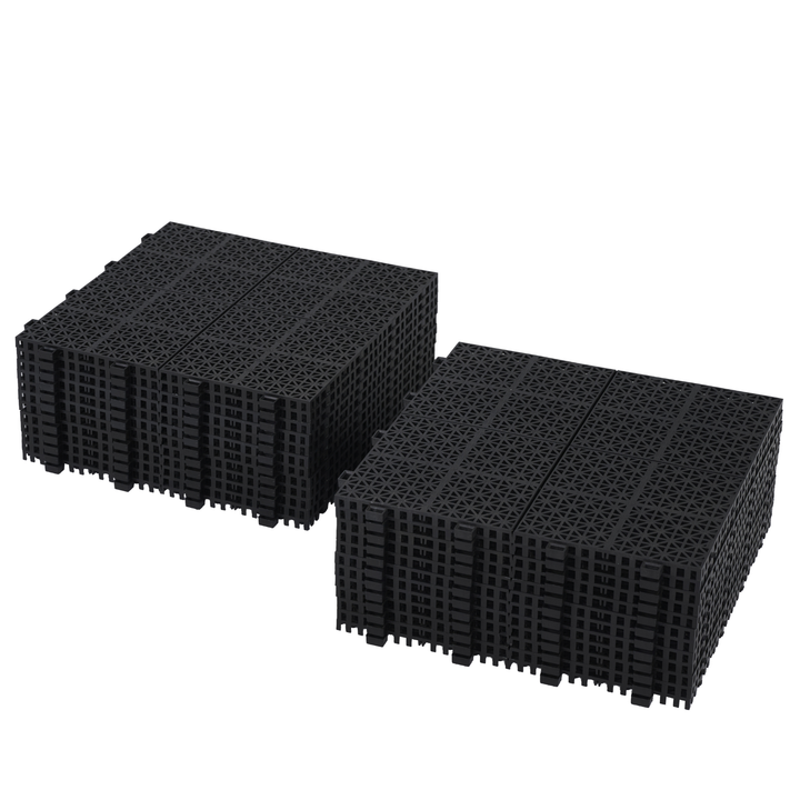 12x12 Inch Black Waterproof Interlocking Snap on Deck Tiles Rose Pattern (Packs of 12)