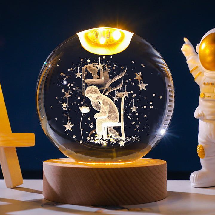 Starry Sky 3D Micro Landscape Crystal Ball Home Desktop Creative Interior Carving White Crystal Ball Ornament Craft Gift product