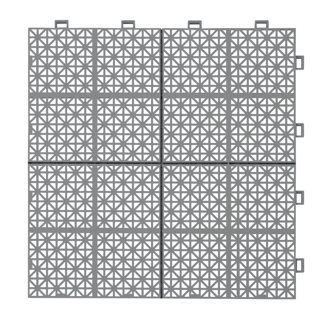 12x12 Inch Gray Interlocking Waterproof Snap on Deck Tiles Rose Pattern (Packs of 12)