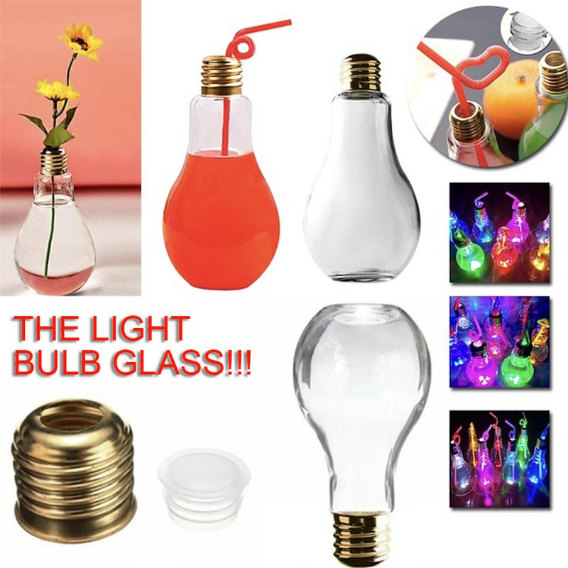 Light Bulb Fruit Juice Bottles Portable Cute Juicer Milk Water Bottle Colorful Drink-ware