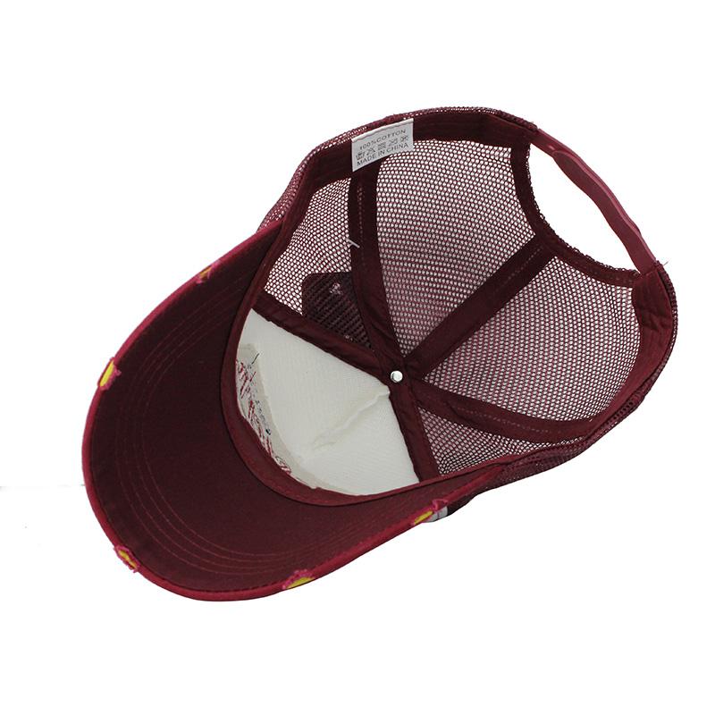 Gorra de béisbol vintage de malla bordada para mujer 