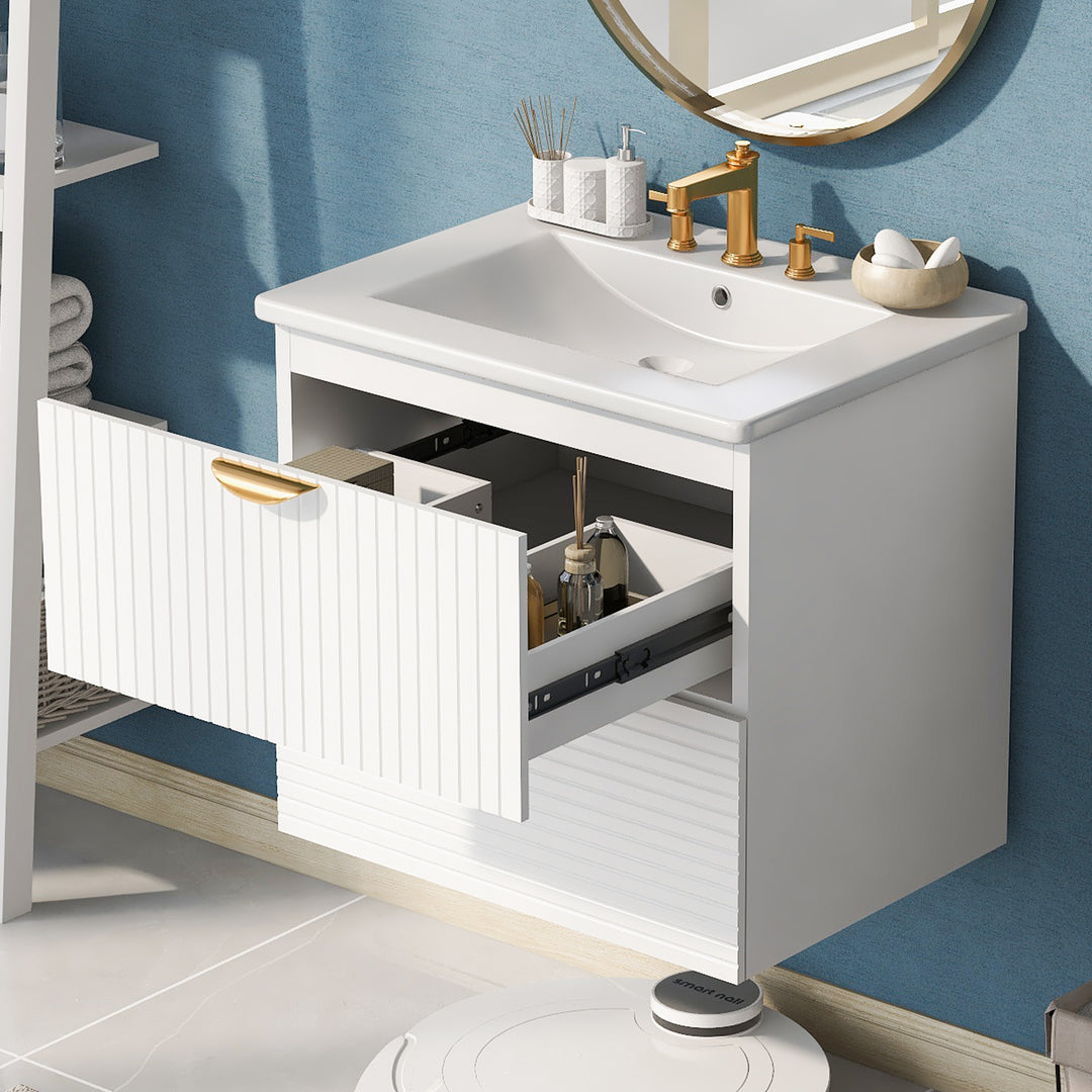 Modern 24-Inch 2 Drawer Wall Mounted Bathroom Cabinets