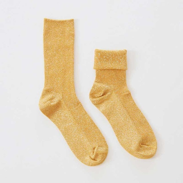 Woman’s Winter Metallic Cotton Socks