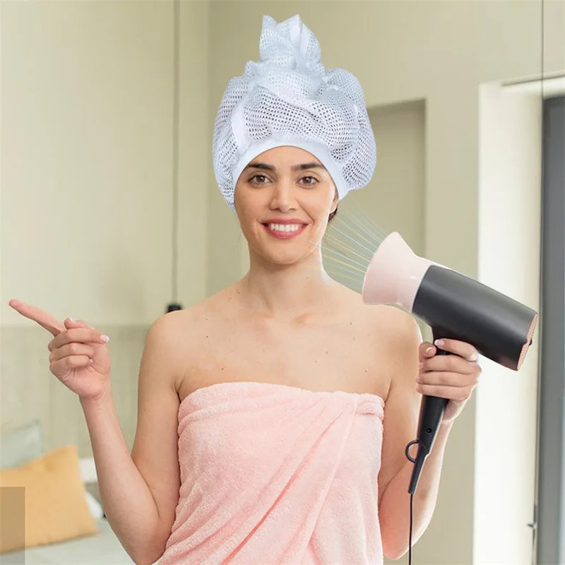 Net Plopping Cap For Drying Curly Hair Adjustable Net Plopping Bonnet Quick Drying Hair Towel Bath Hats Net Plopping Cap